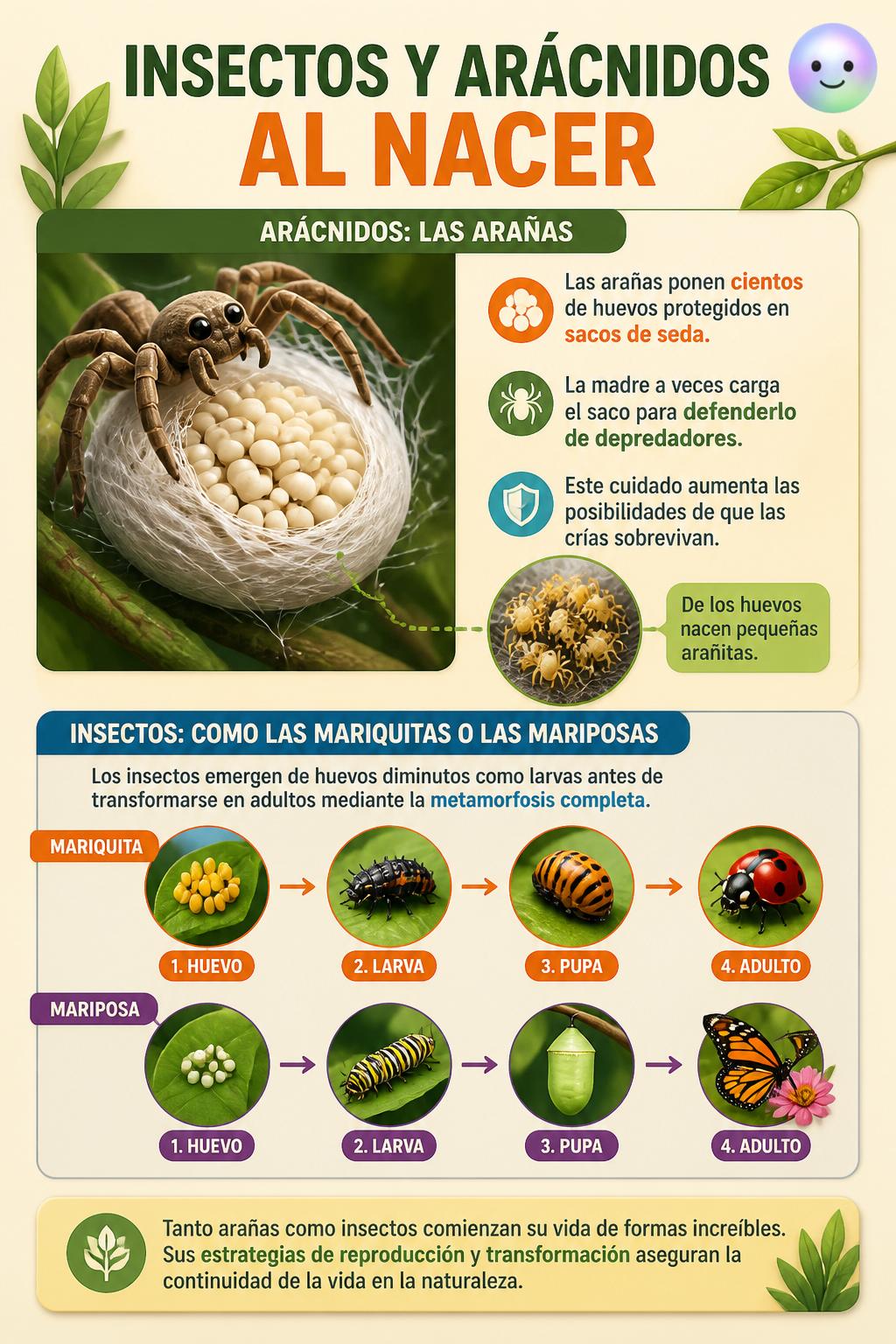 Insectos y arácnidos al nacer