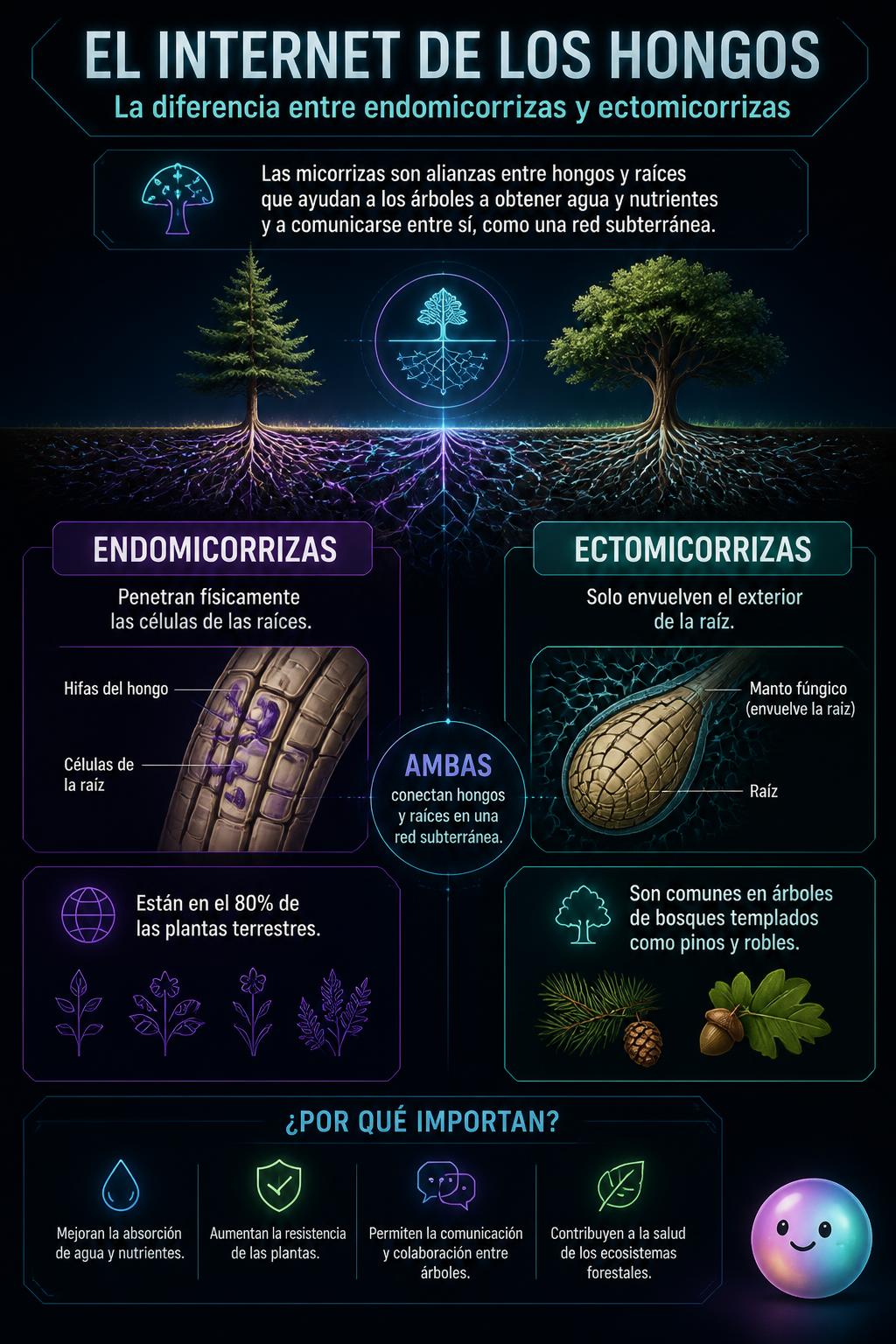 La diferencia entre endomicorrizas y ectomicorrizas