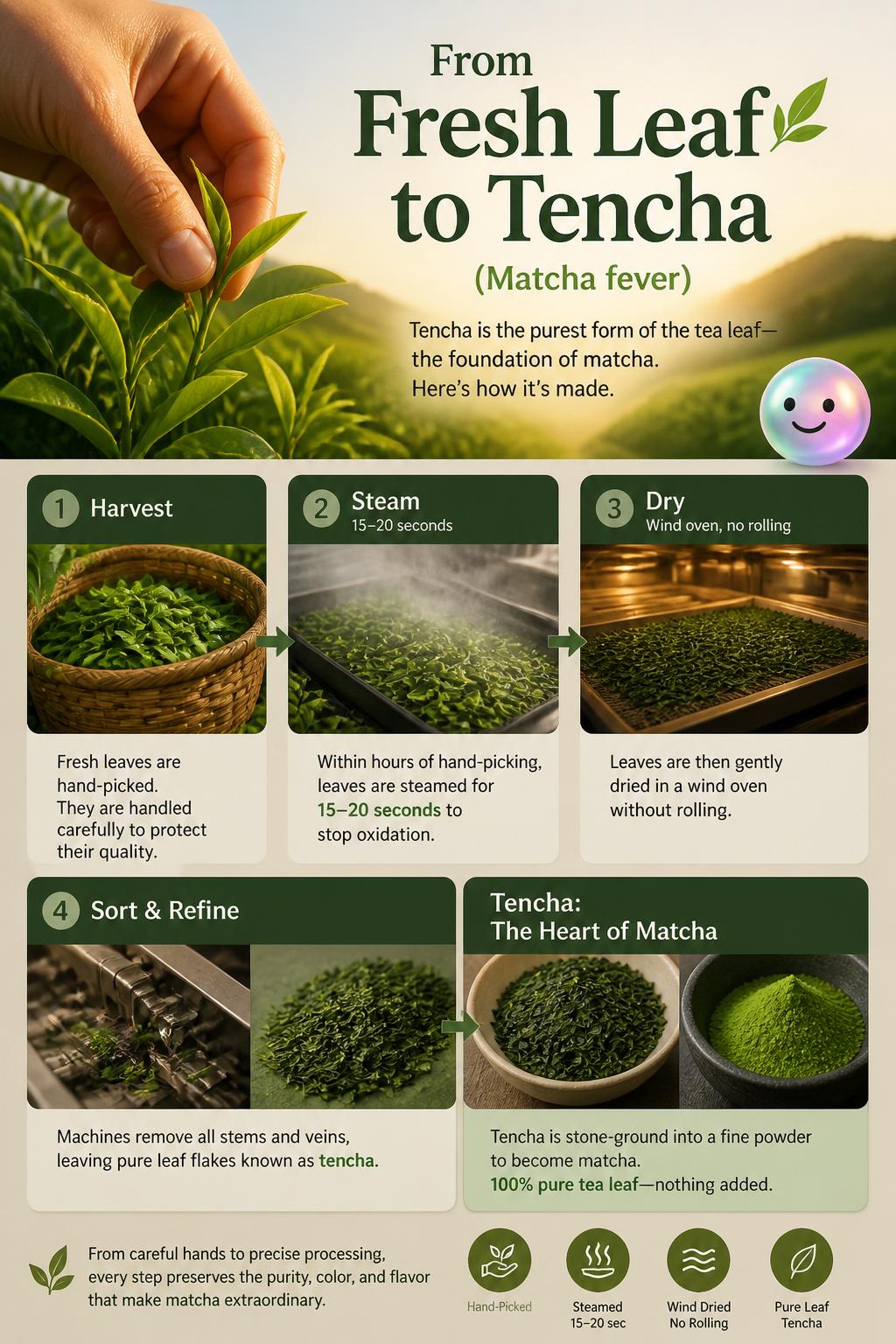 From fresh leaf to tencha