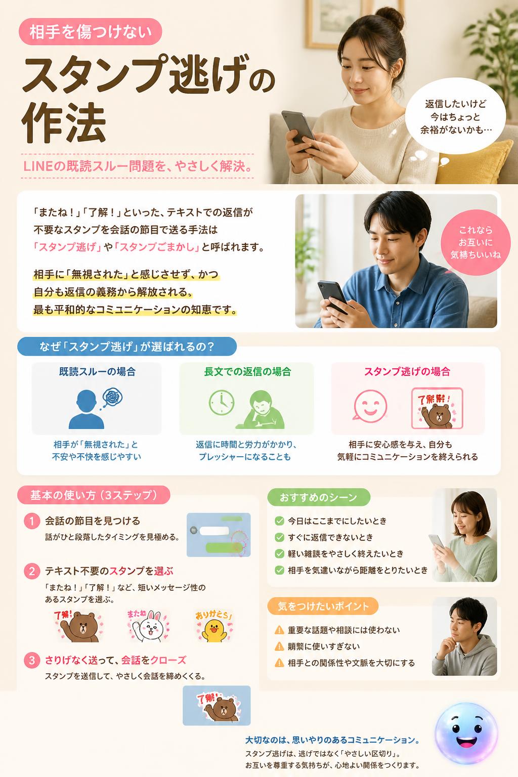 相手を傷つけないスタンプ逃げの作法