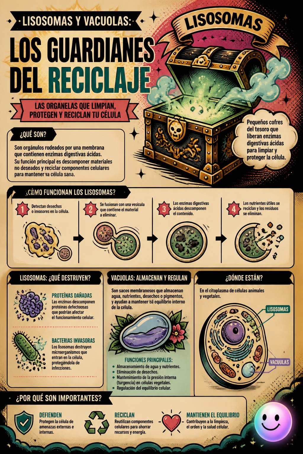 Lisosomas y vacuolas: Los guardianes del reciclaje