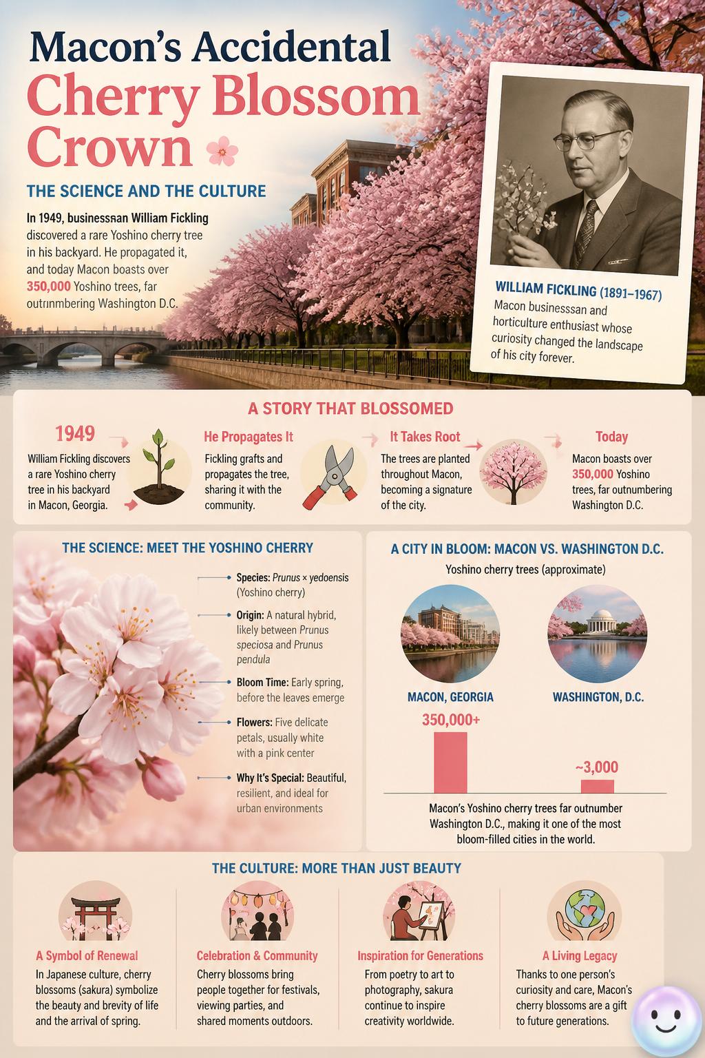 Macon's accidental cherry blossom crown