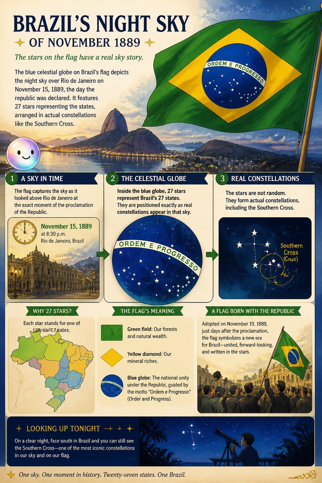 Brazil's night sky of November 1889