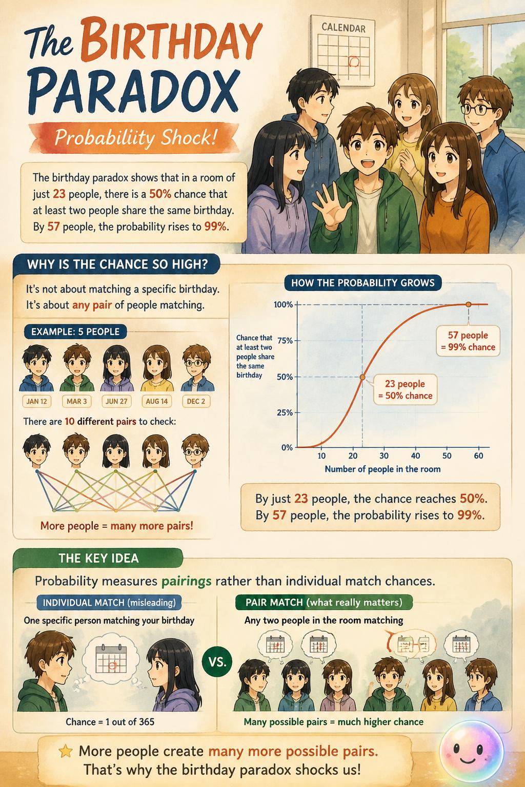The birthday paradox probability shock