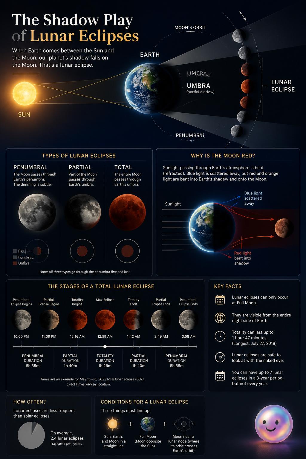 The shadow play of lunar eclipses