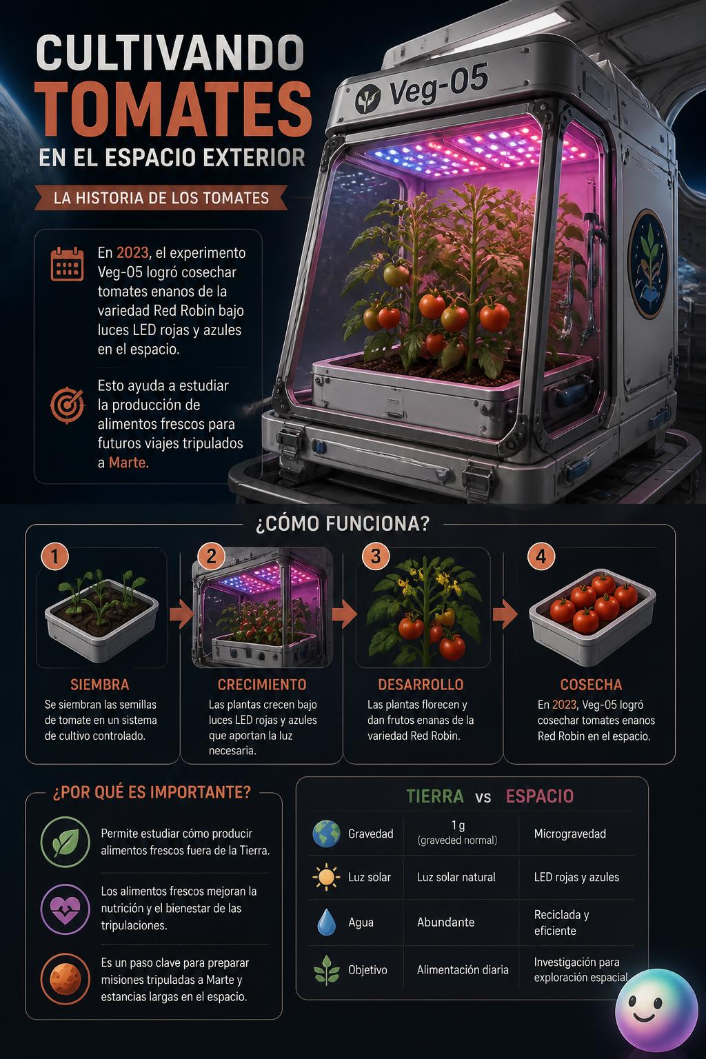 Cultivando tomates en el espacio exterior