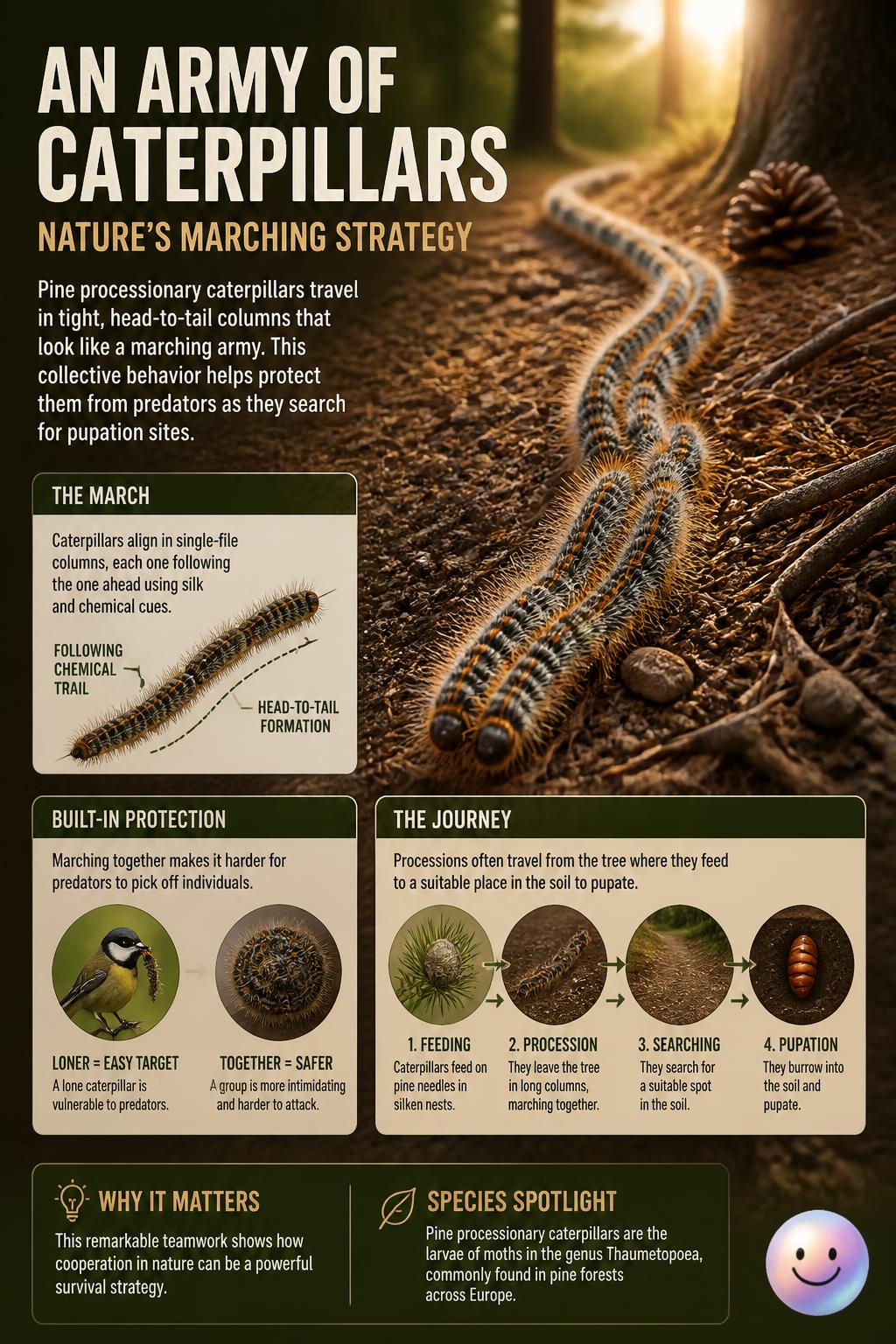 An army of caterpillars marching