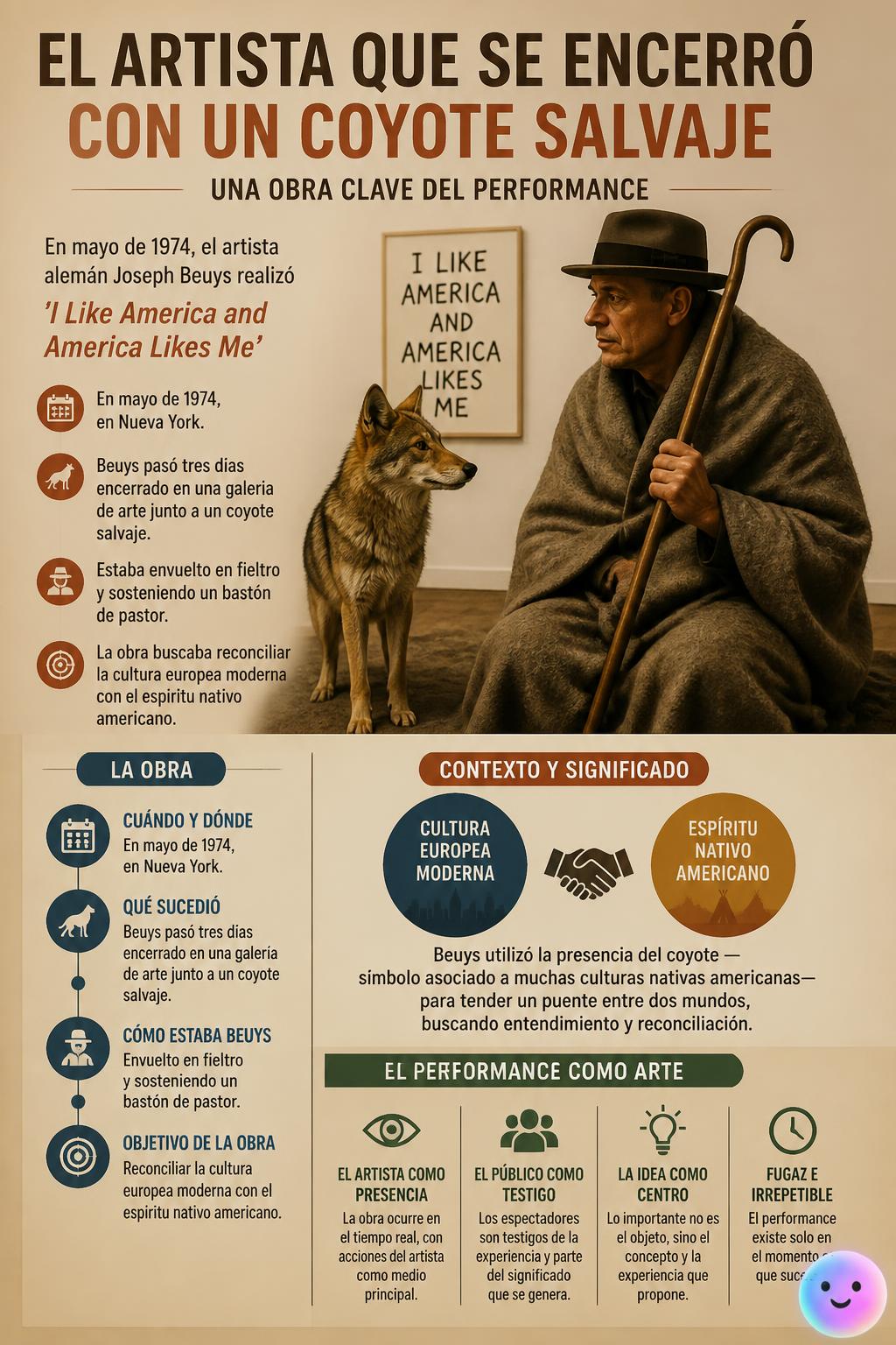 El artista que se encerro con un coyote salvaje