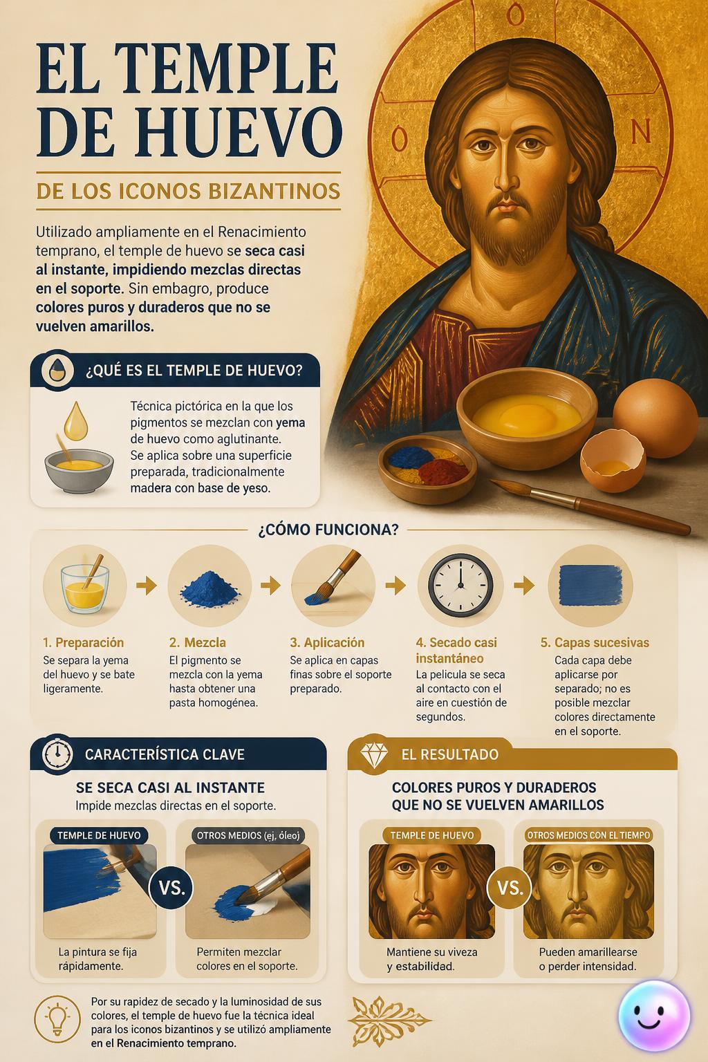 El temple de huevo de los iconos bizantinos