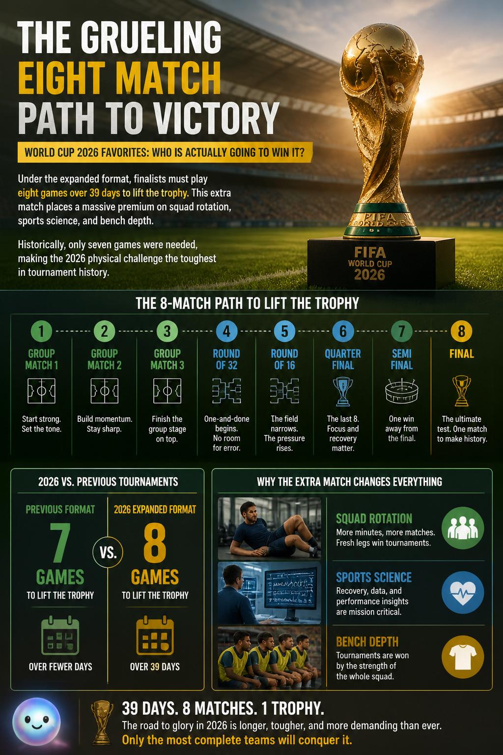 The grueling eight match path to victory