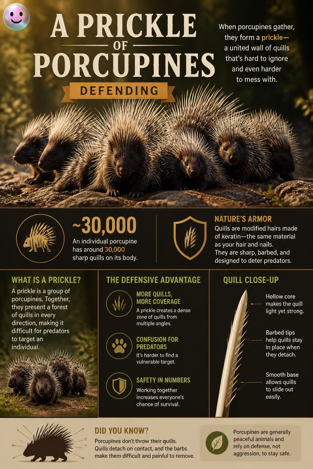 A prickle of porcupines defending