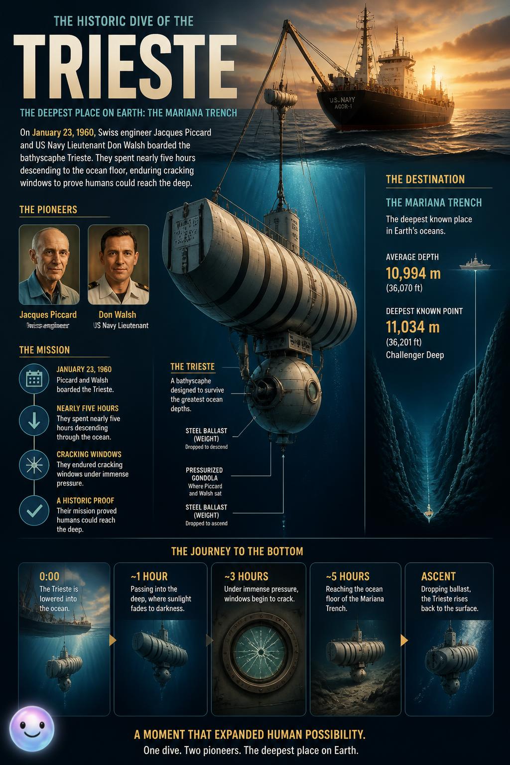 The historic dive of the Trieste