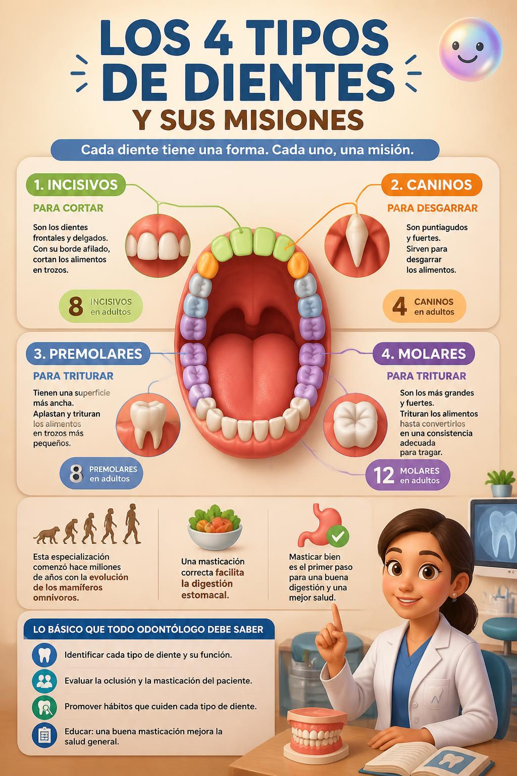 Los cuatro tipos de dientes y sus misiones
