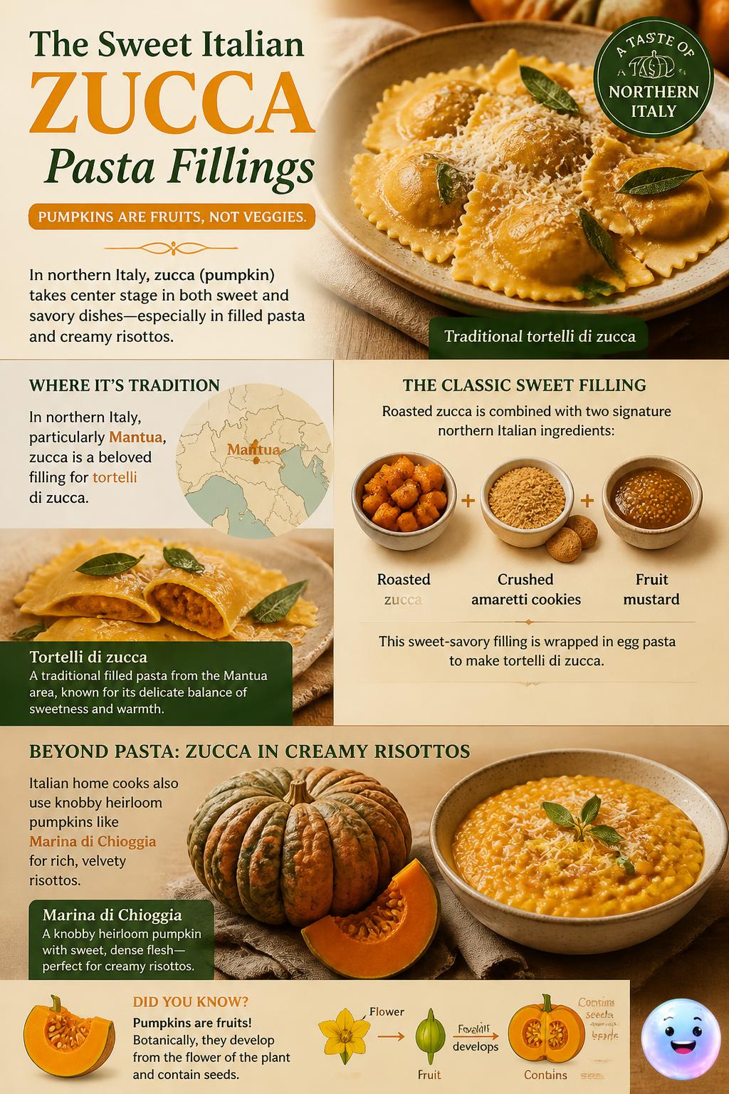 The sweet Italian zucca pasta fillings