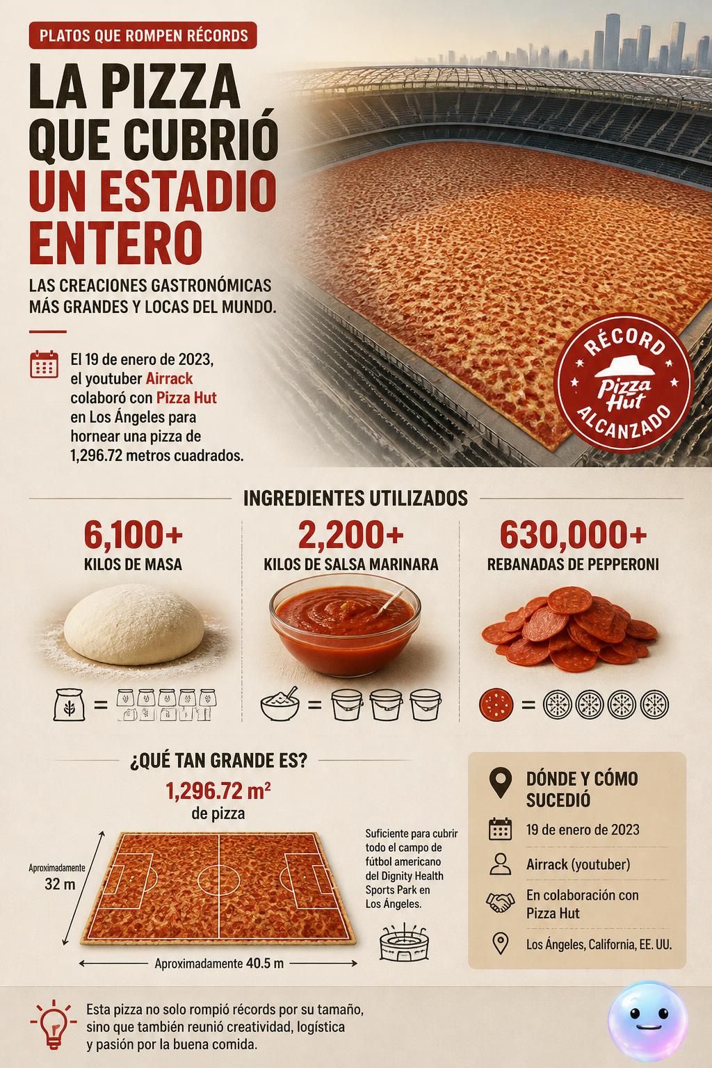 La pizza que cubrió un estadio entero