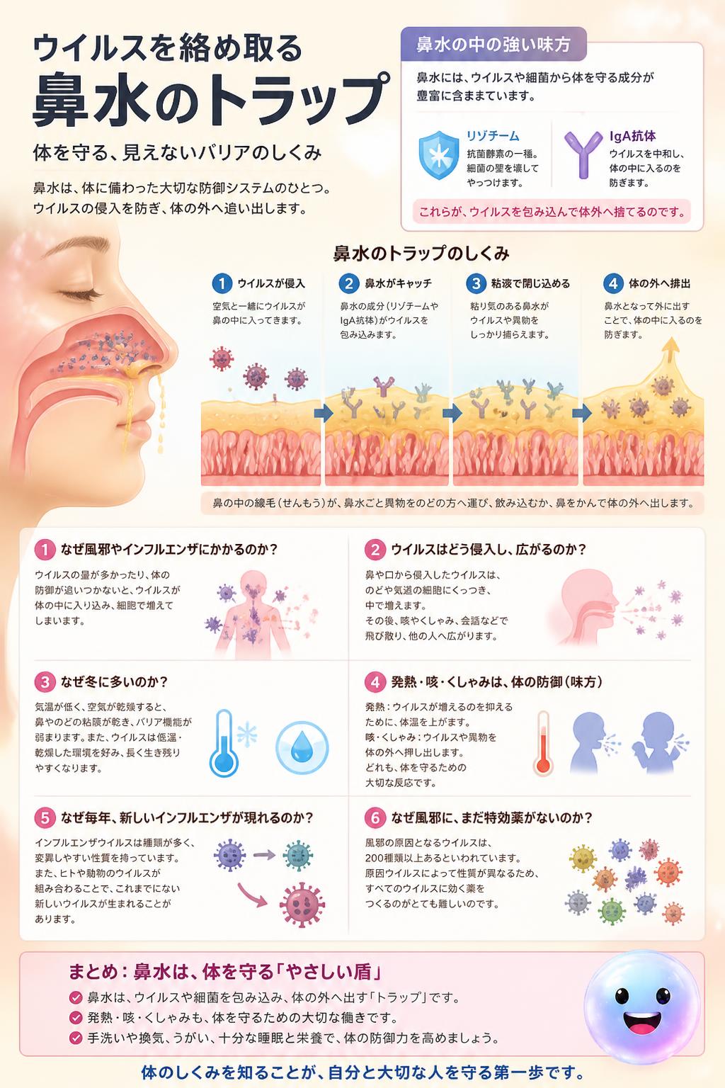 ウイルスを絡め取る鼻水のトラップ