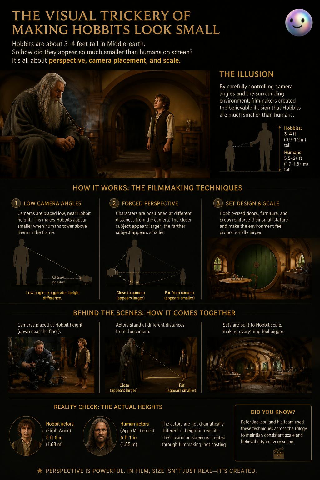 The visual trickery of making Hobbits look small