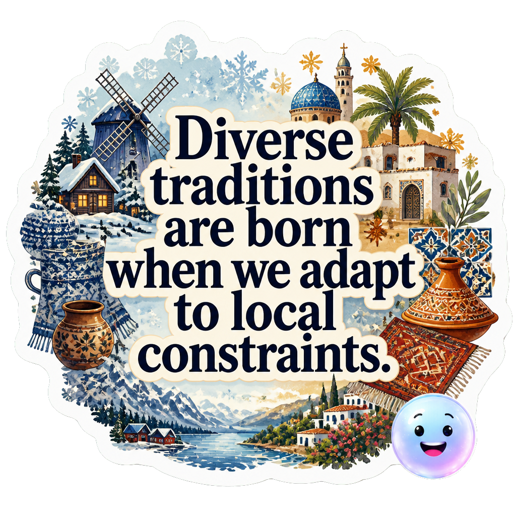 Diverse traditions are born when we adapt to local constraints.
