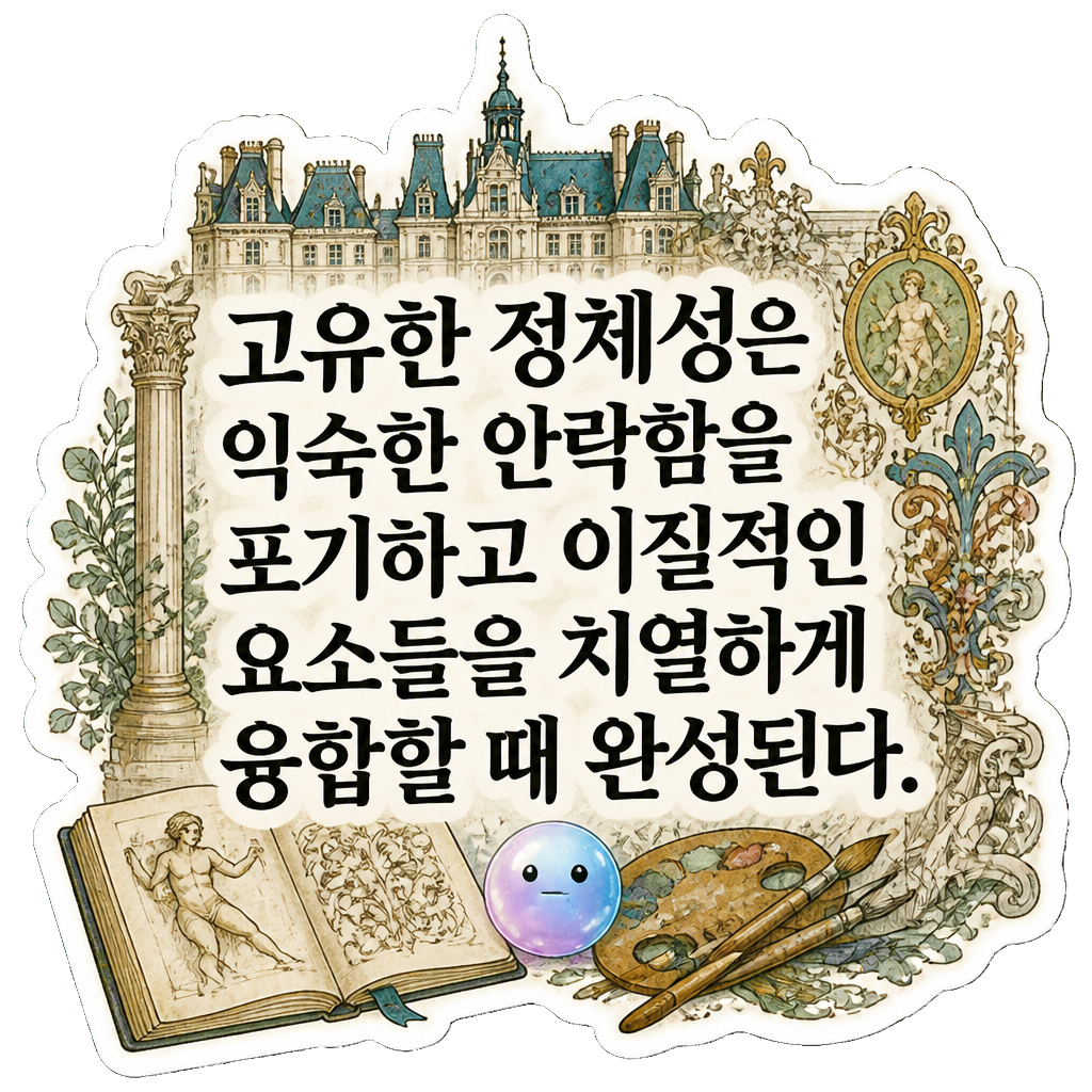 고유한 정체성은 익숙한 안락함을 포기하고 이질적인 요소들을 치열하게 융합할 때 완성된다.