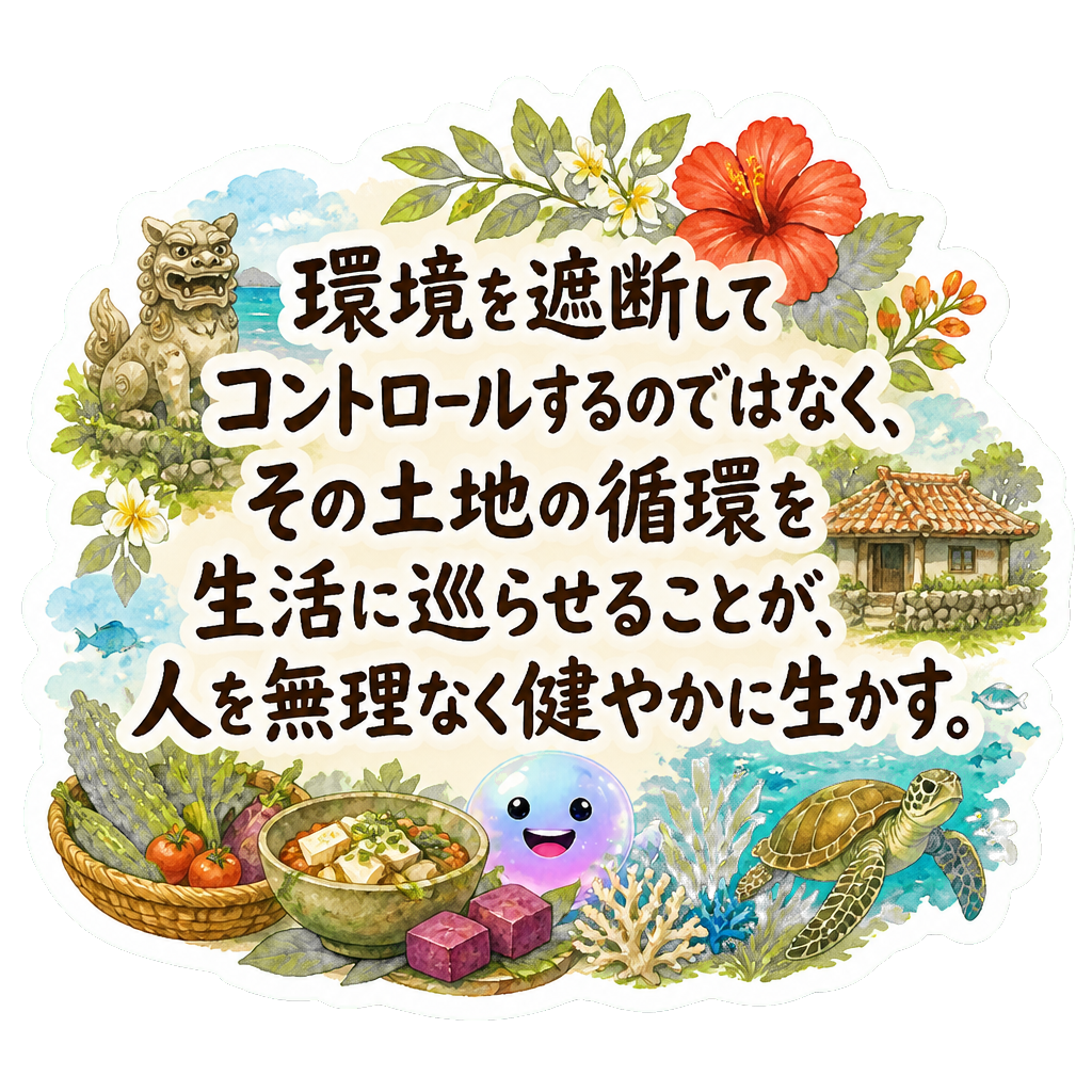 環境を遮断してコントロールするのではなく、その土地の循環を生活に巡らせることが、人を無理なく健やかに生かす。