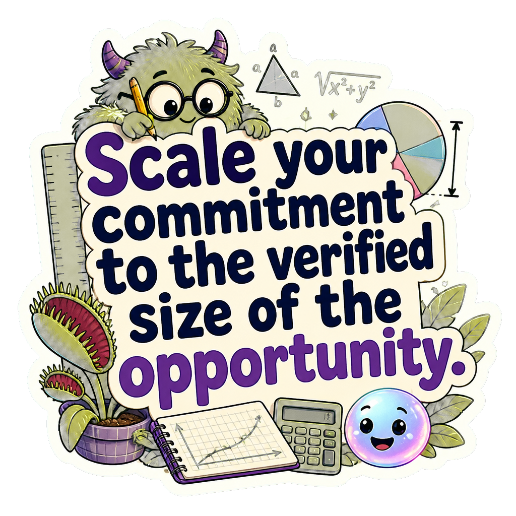 Scale your commitment to the verified size of the opportunity.