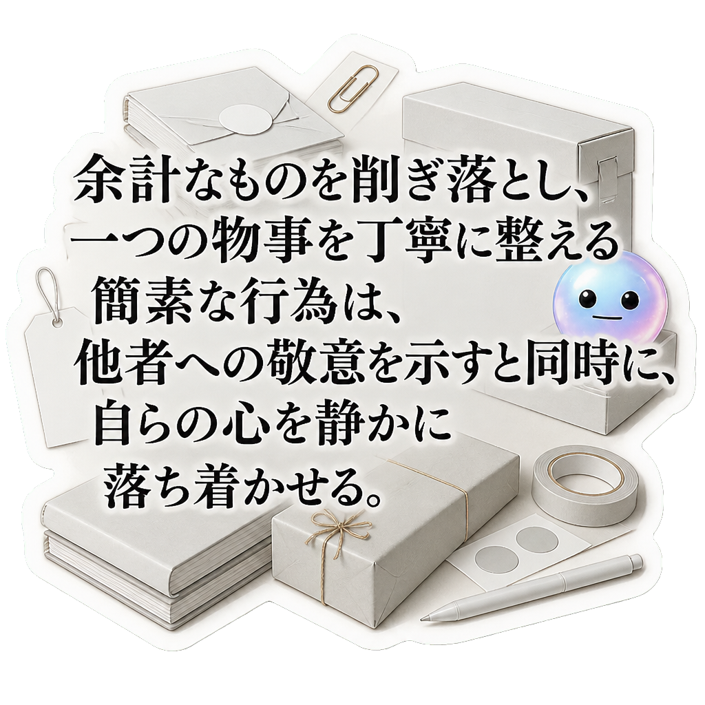 余計なものを削ぎ落とし、一つの物事を丁寧に整える簡素な行為は、他者への敬意を示すと同時に、自らの心を静かに落ち着かせる。