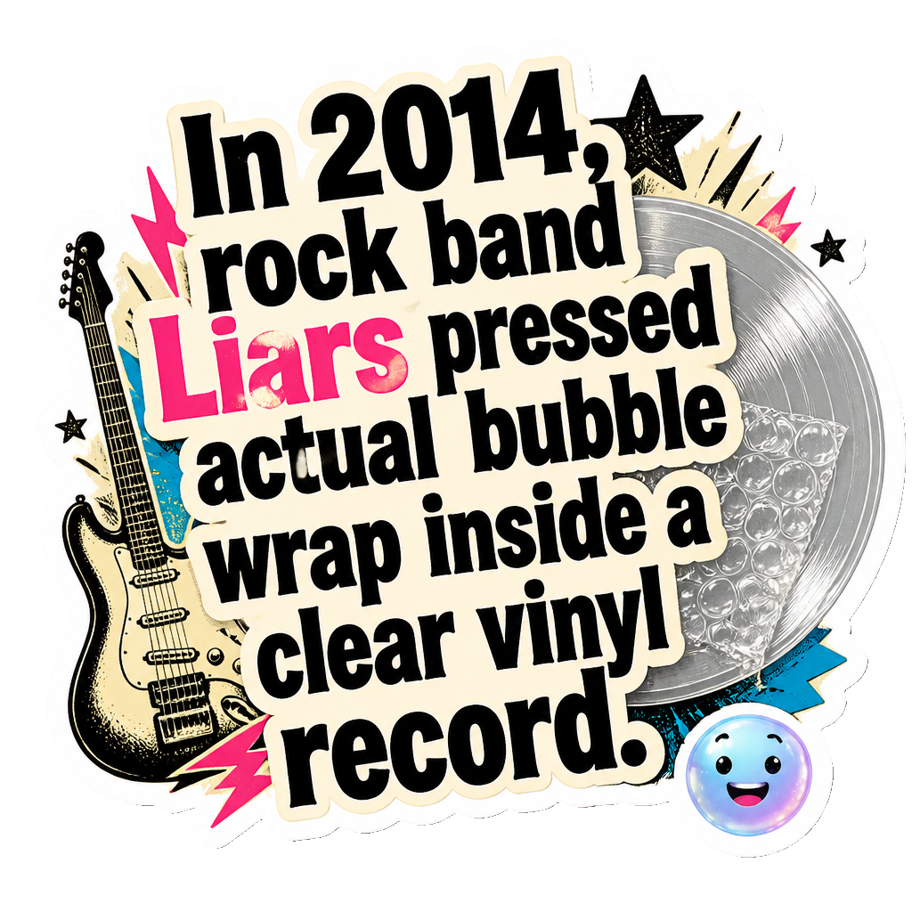 In 2014, rock band Liars pressed actual bubble wrap inside a clear vinyl record.