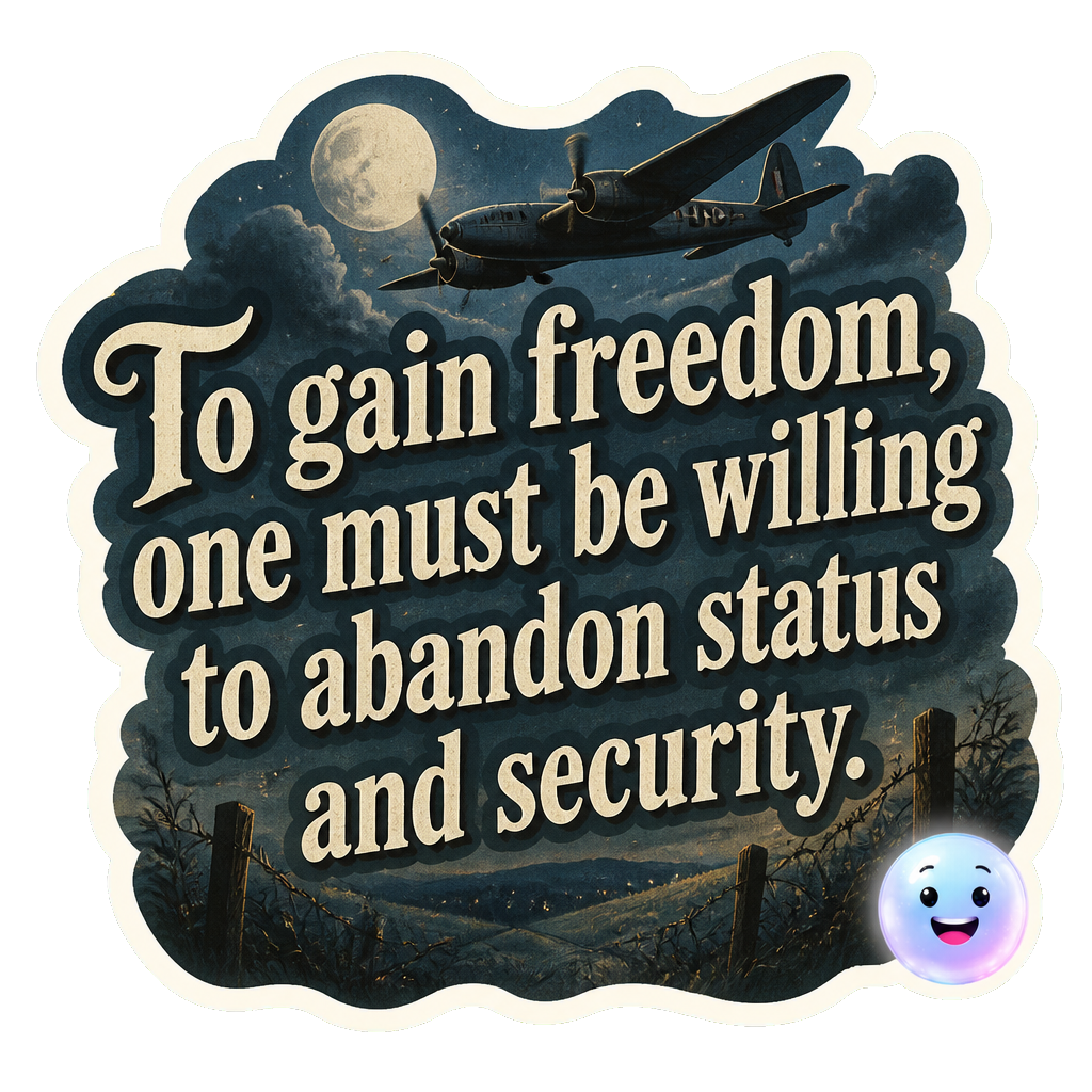 To gain freedom, one must be willing to abandon status and security.