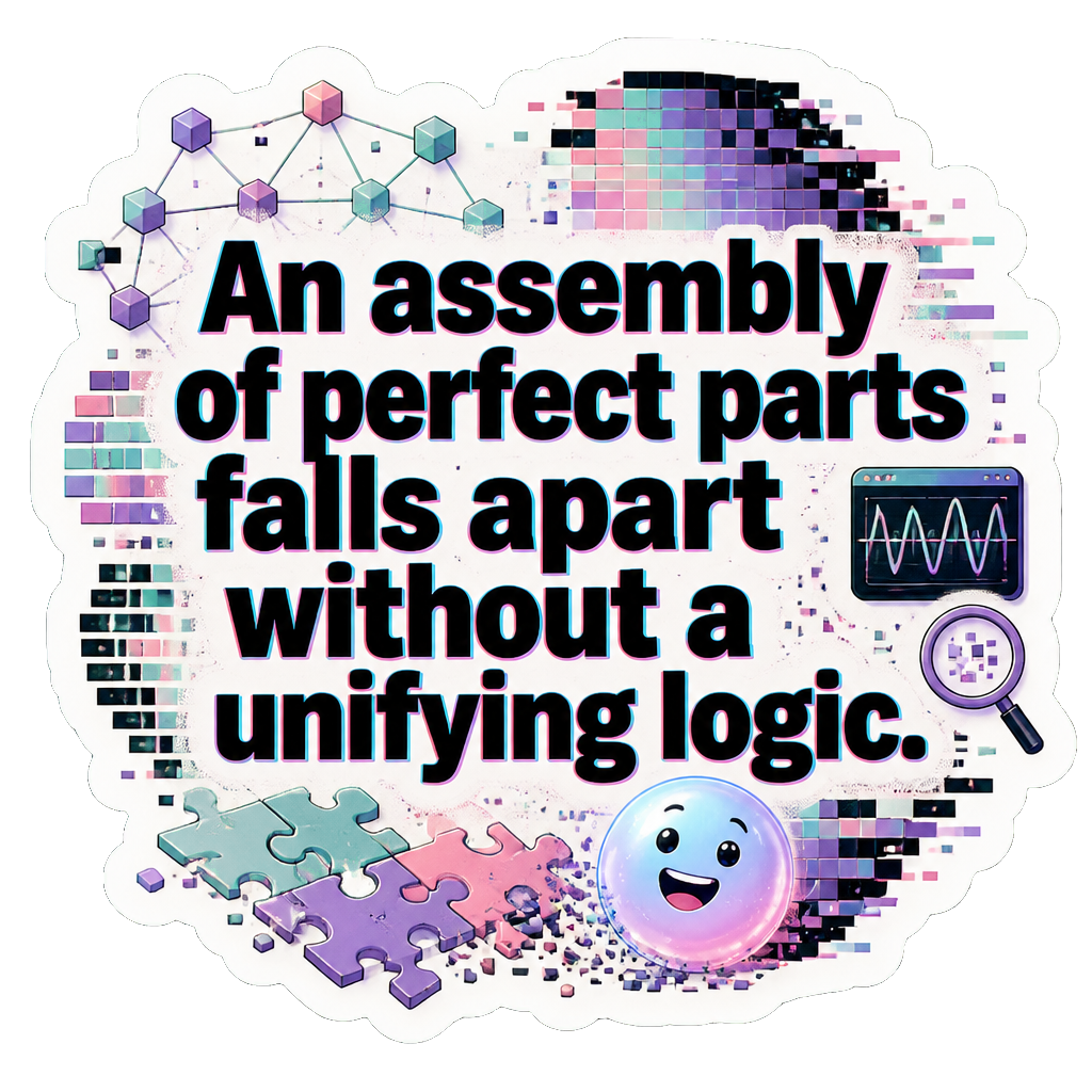 An assembly of perfect parts falls apart without a unifying logic.