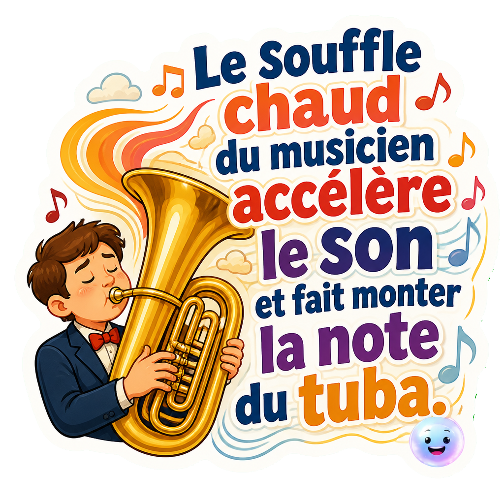 Le souffle chaud du musicien accélère le son et fait monter la note du tuba.