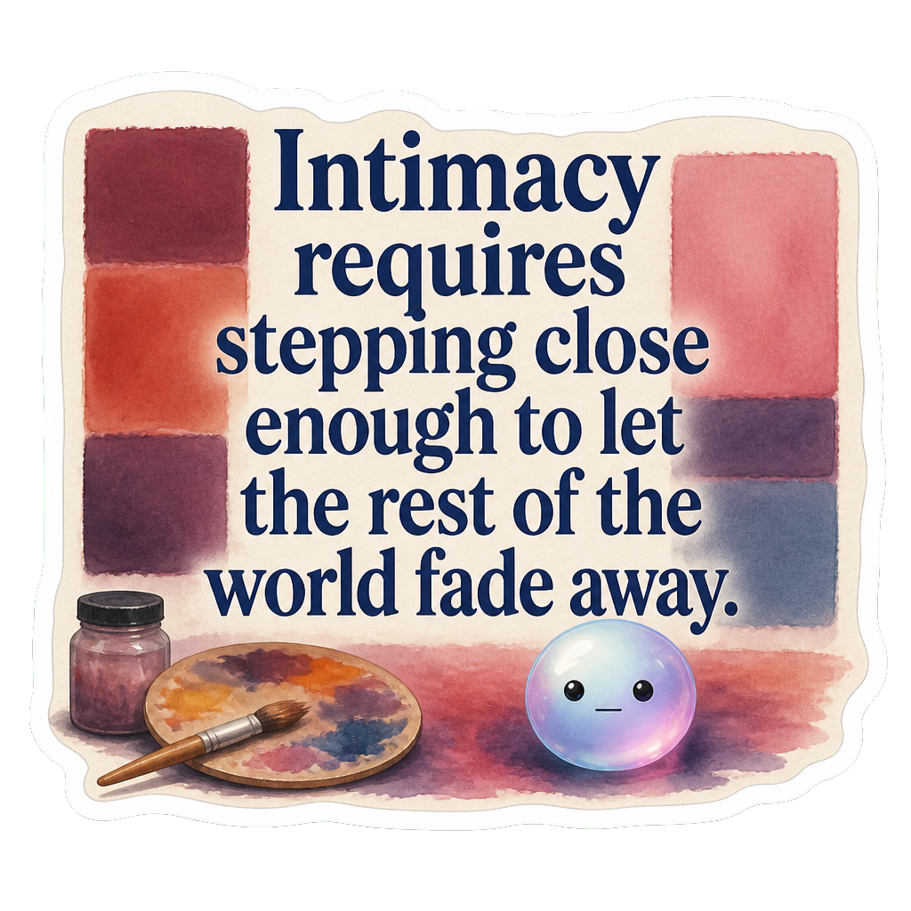 Intimacy requires stepping close enough to let the rest of the world fade away.