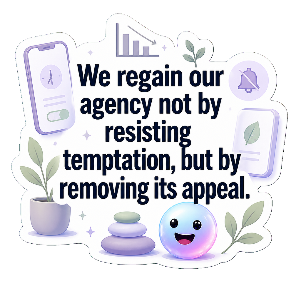 We regain our agency not by resisting temptation, but by removing its appeal.
