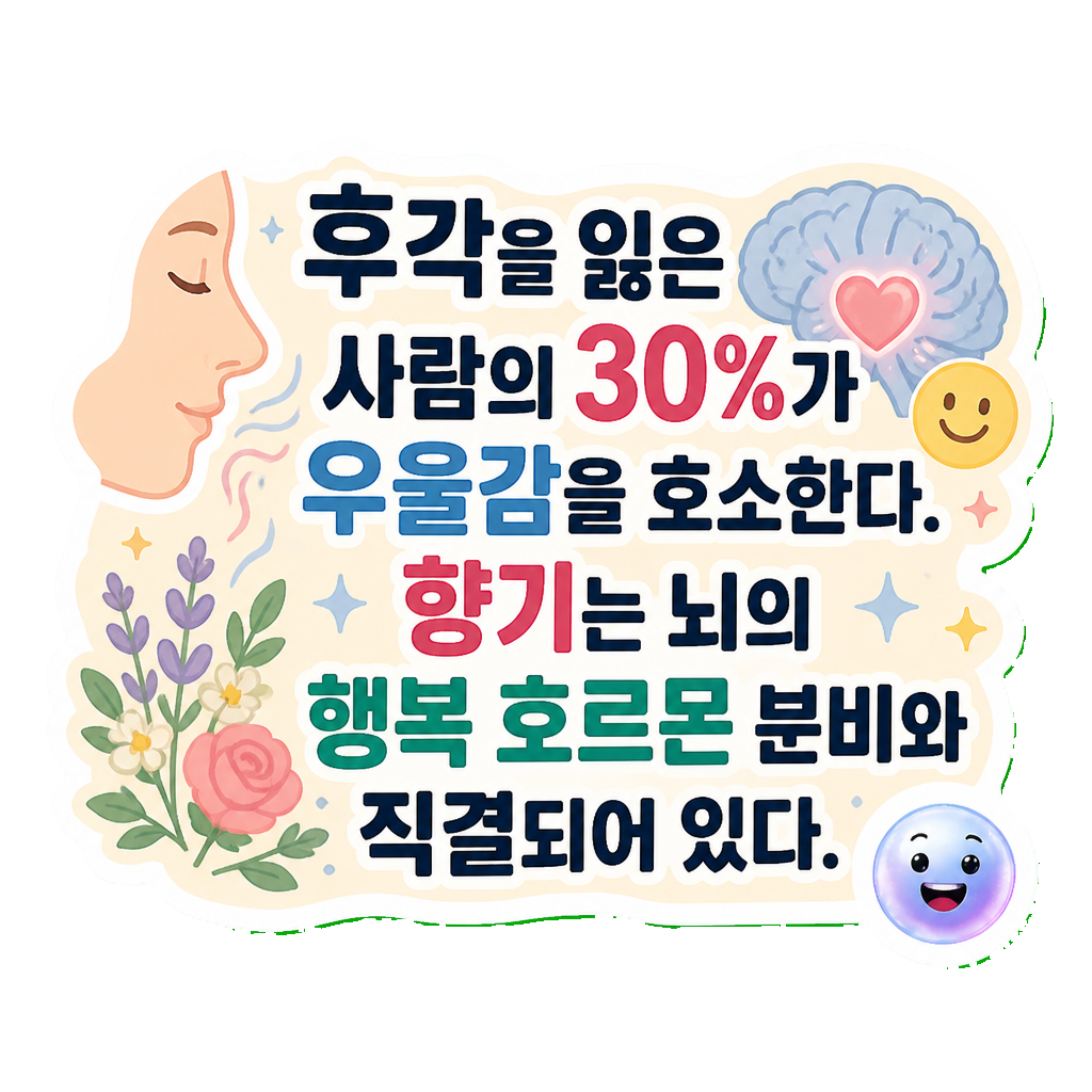 후각을 잃은 사람의 30%가 우울감을 호소한다. 향기는 뇌의 행복 호르몬 분비와 직결되어 있다.