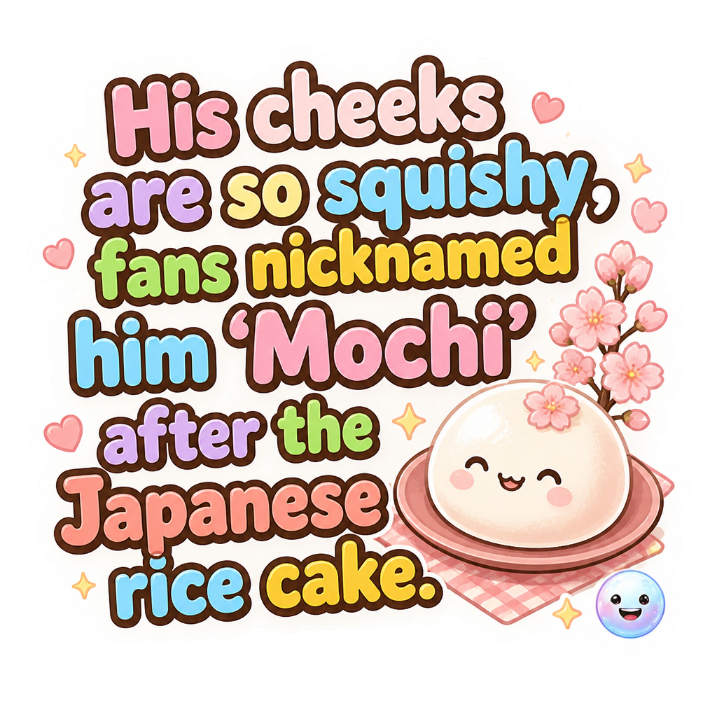 His cheeks are so squishy, fans nicknamed him 'Mochi' after the Japanese rice cake.