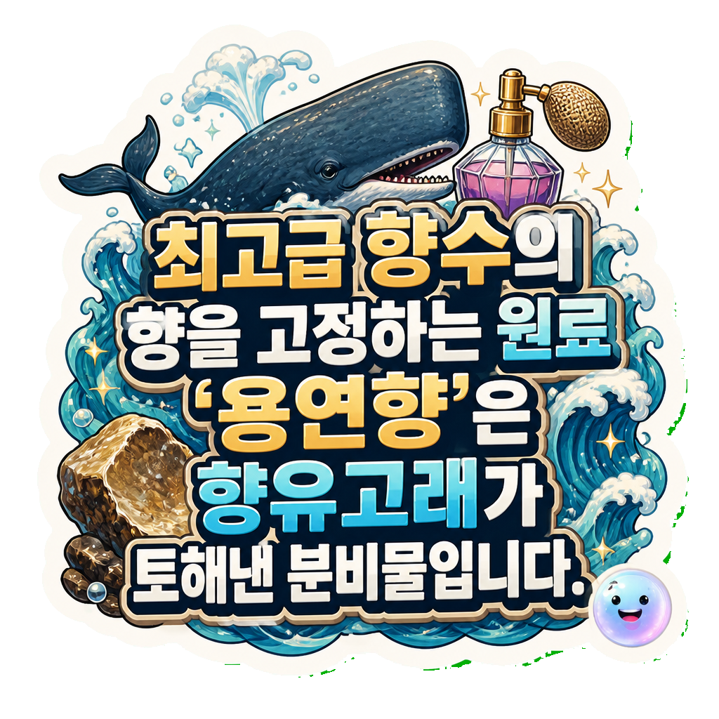 최고급 향수의 향을 고정하는 원료 '용연향'은 향유고래가 토해낸 분비물입니다.
