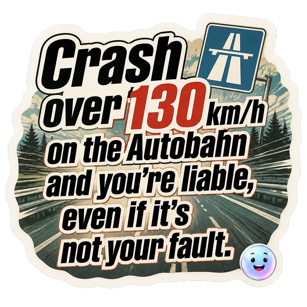 Crash over 130 km/h on the Autobahn and you're liable, even if it's not your fault.