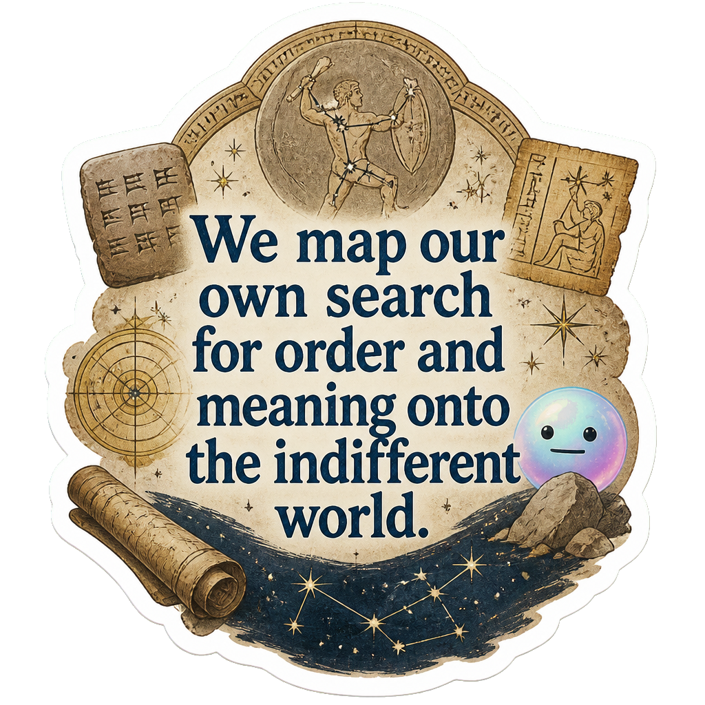 We map our own search for order and meaning onto the indifferent world.
