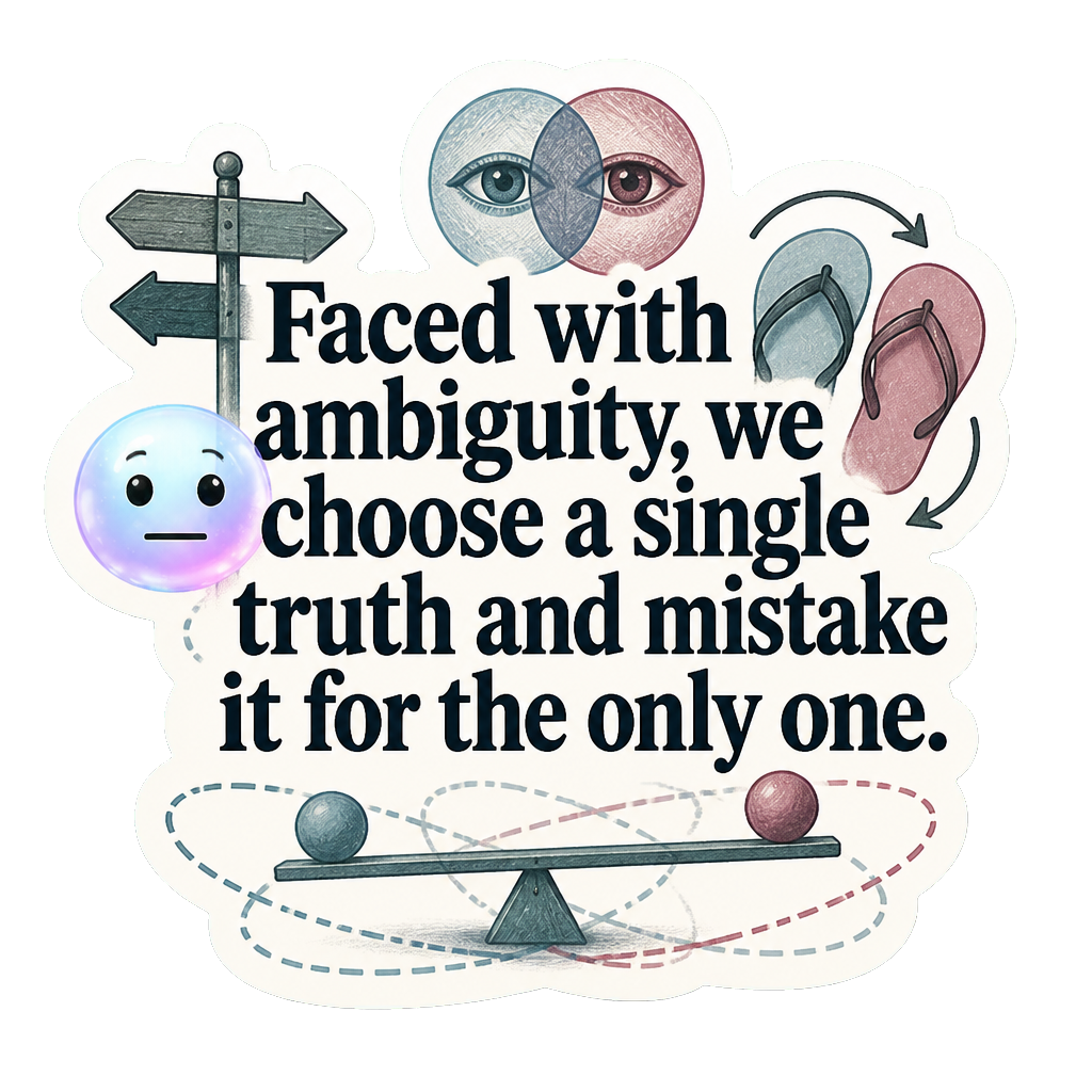 Faced with ambiguity, we choose a single truth and mistake it for the only one.