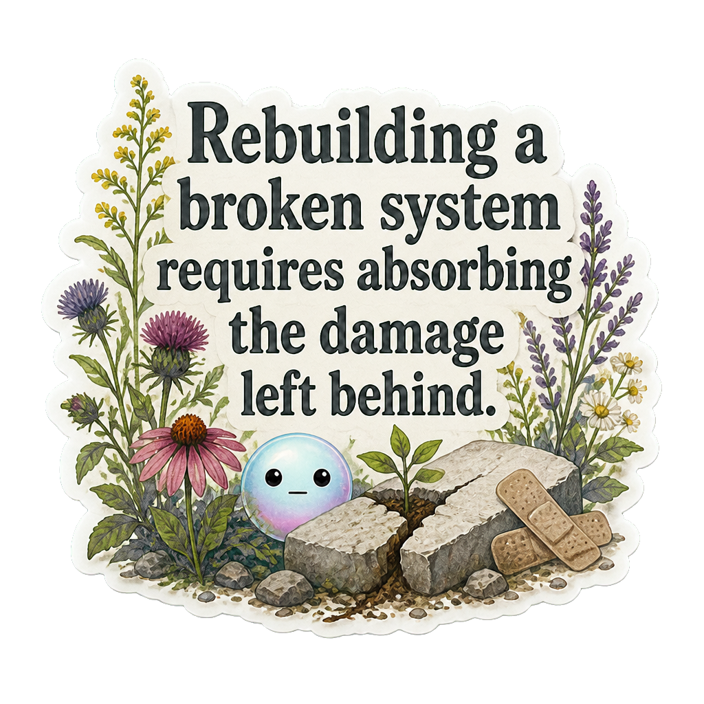 Rebuilding a broken system requires absorbing the damage left behind.
