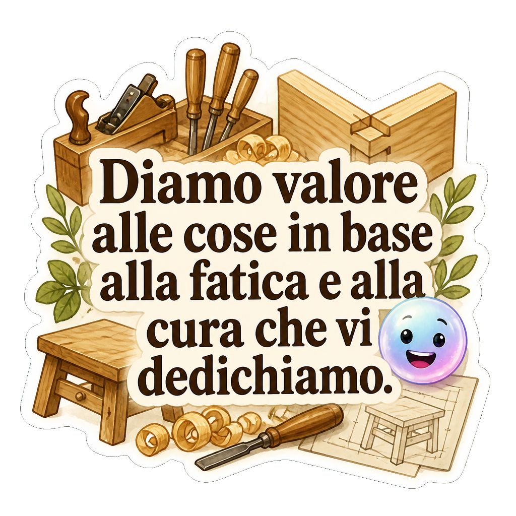Diamo valore alle cose in base alla fatica e alla cura che vi dedichiamo.