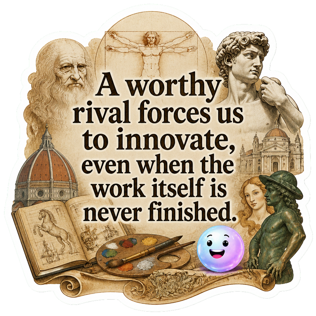 A worthy rival forces us to innovate, even when the work itself is never finished.