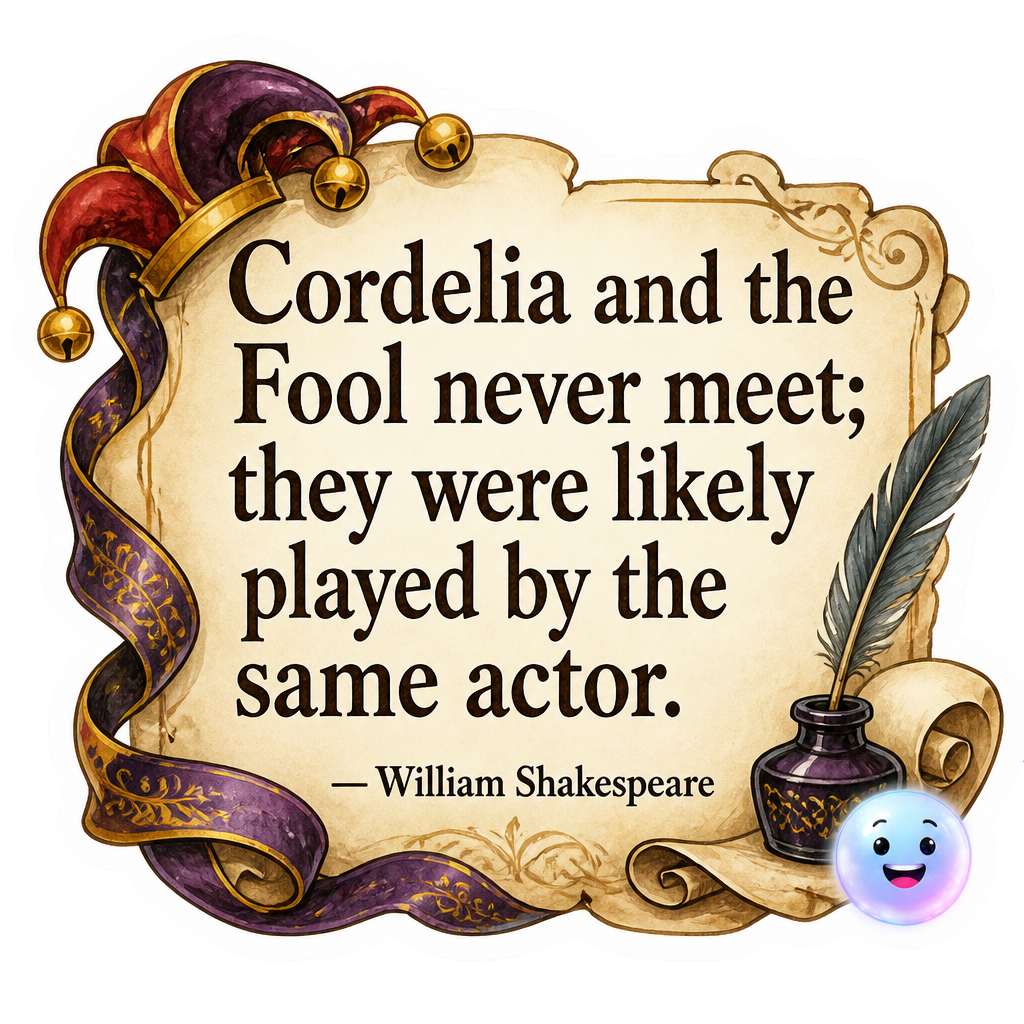 Cordelia and the Fool never meet; they were likely played by the same actor.