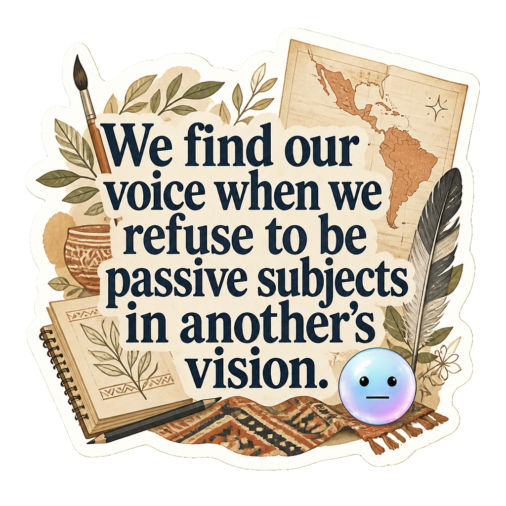 We find our voice when we refuse to be passive subjects in another's vision.