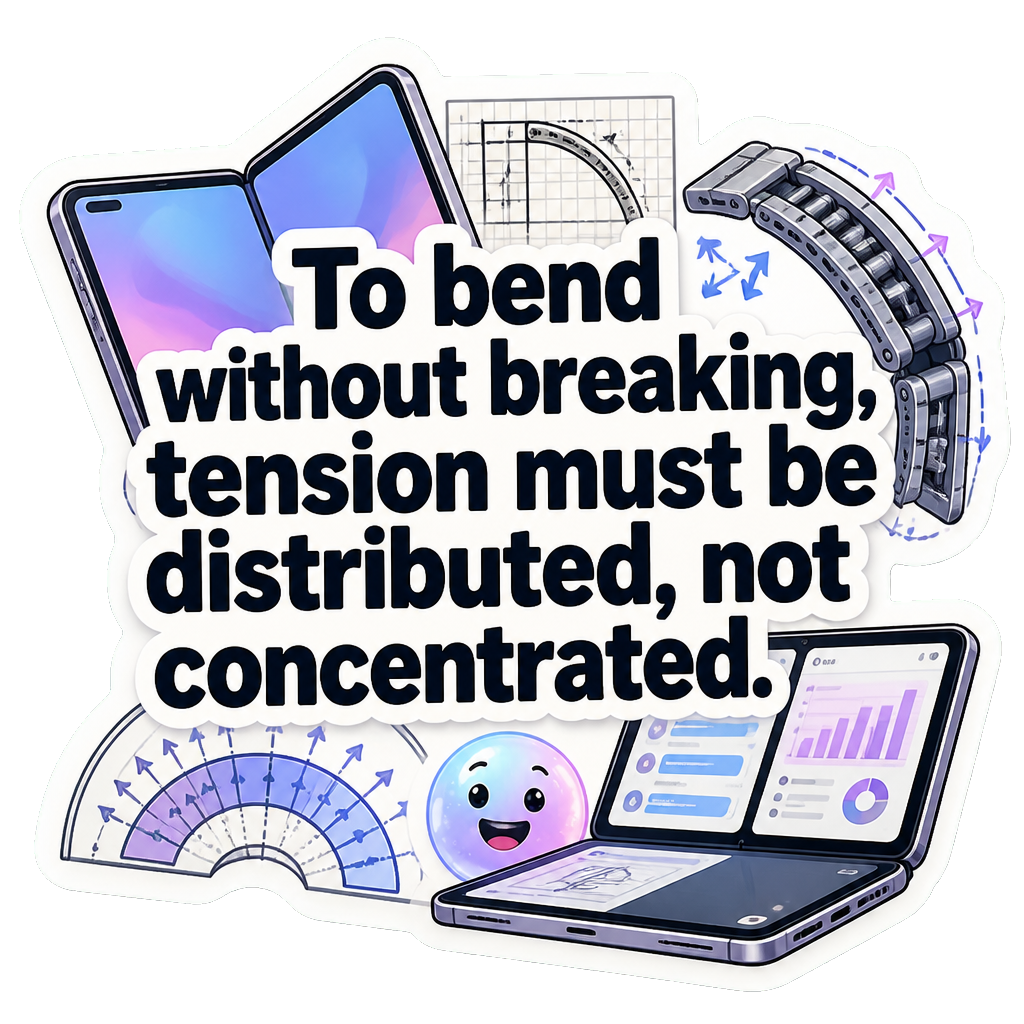 To bend without breaking, tension must be distributed, not concentrated.