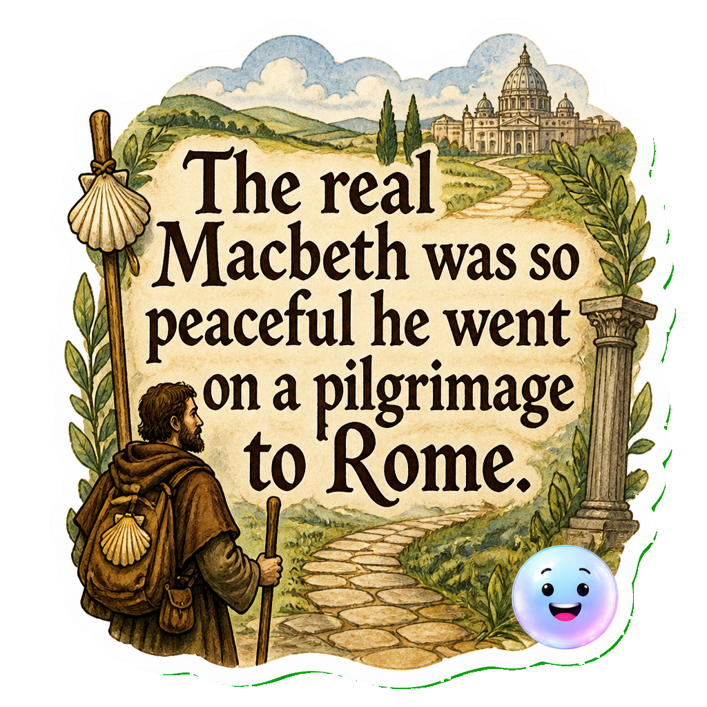 The real Macbeth was so peaceful he went on a pilgrimage to Rome.