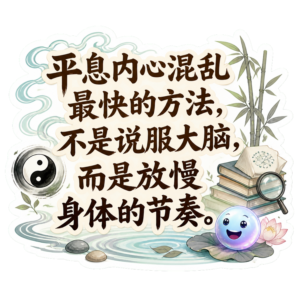 平息内心混乱最快的方法，不是说服大脑，而是放慢身体的节奏。