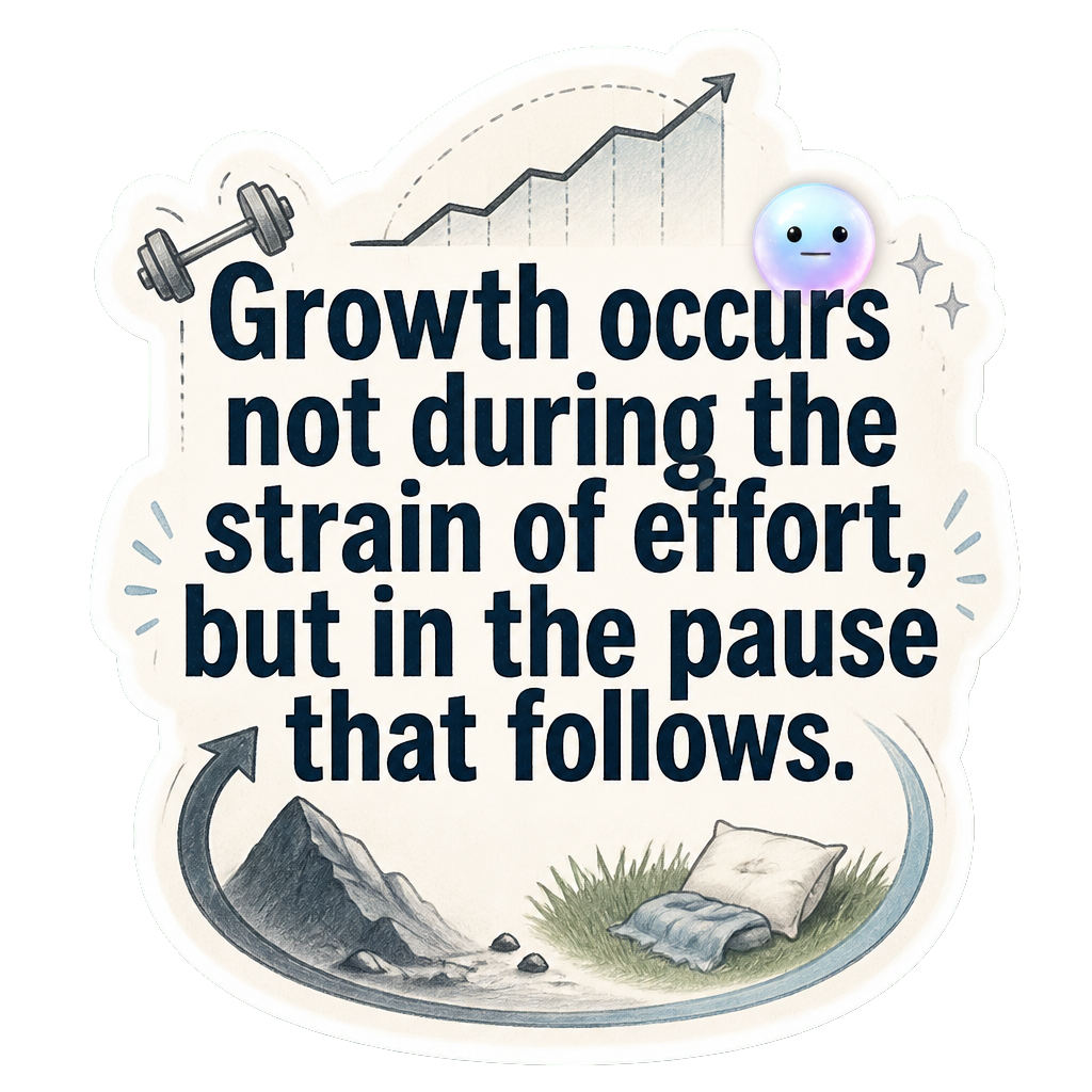 Growth occurs not during the strain of effort, but in the pause that follows.