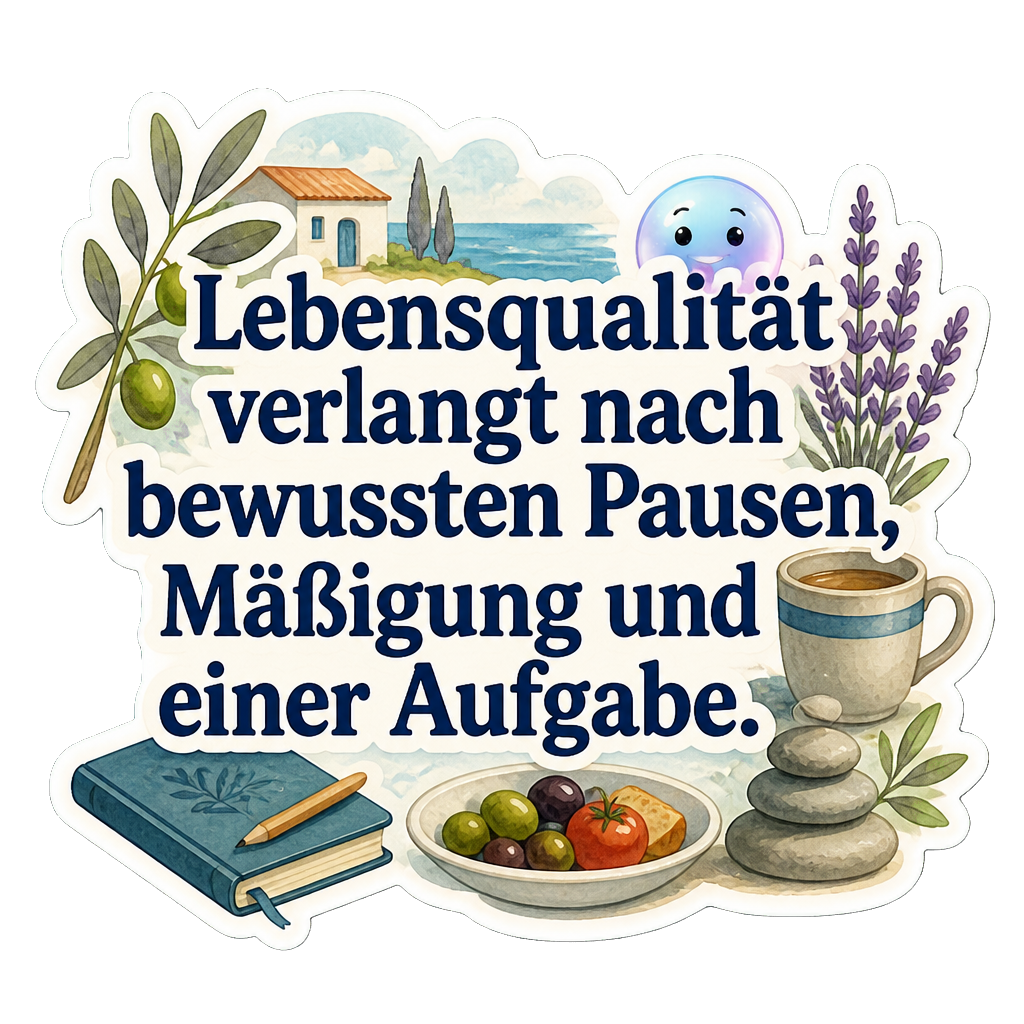 Lebensqualität verlangt nach bewussten Pausen, Mäßigung und einer Aufgabe.