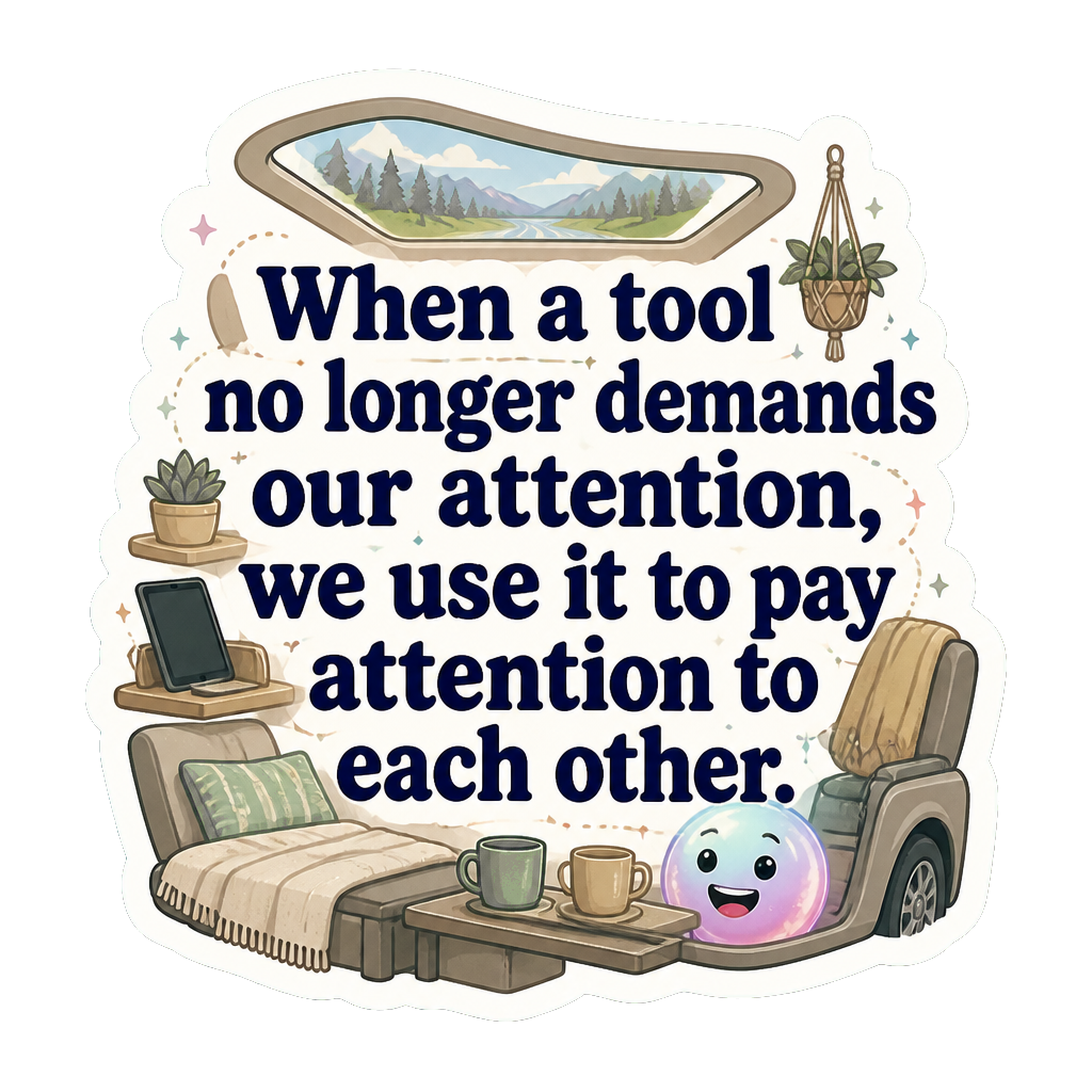 When a tool no longer demands our attention, we use it to pay attention to each other.