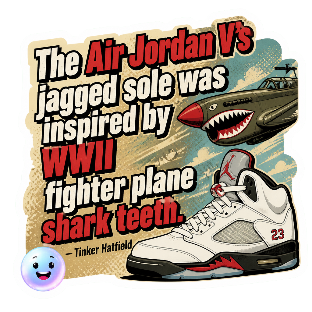 The Air Jordan V's jagged sole was inspired by WWII fighter plane shark teeth.